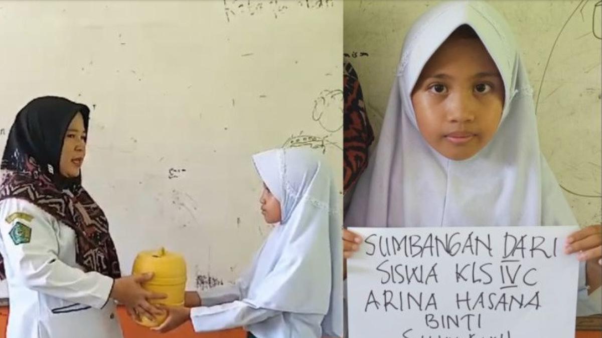 Kisah Arina Bocil, Anak Tukang Sapu di Lampung yang Rela Menyumbangkan Isi Celengannya untuk Palestina